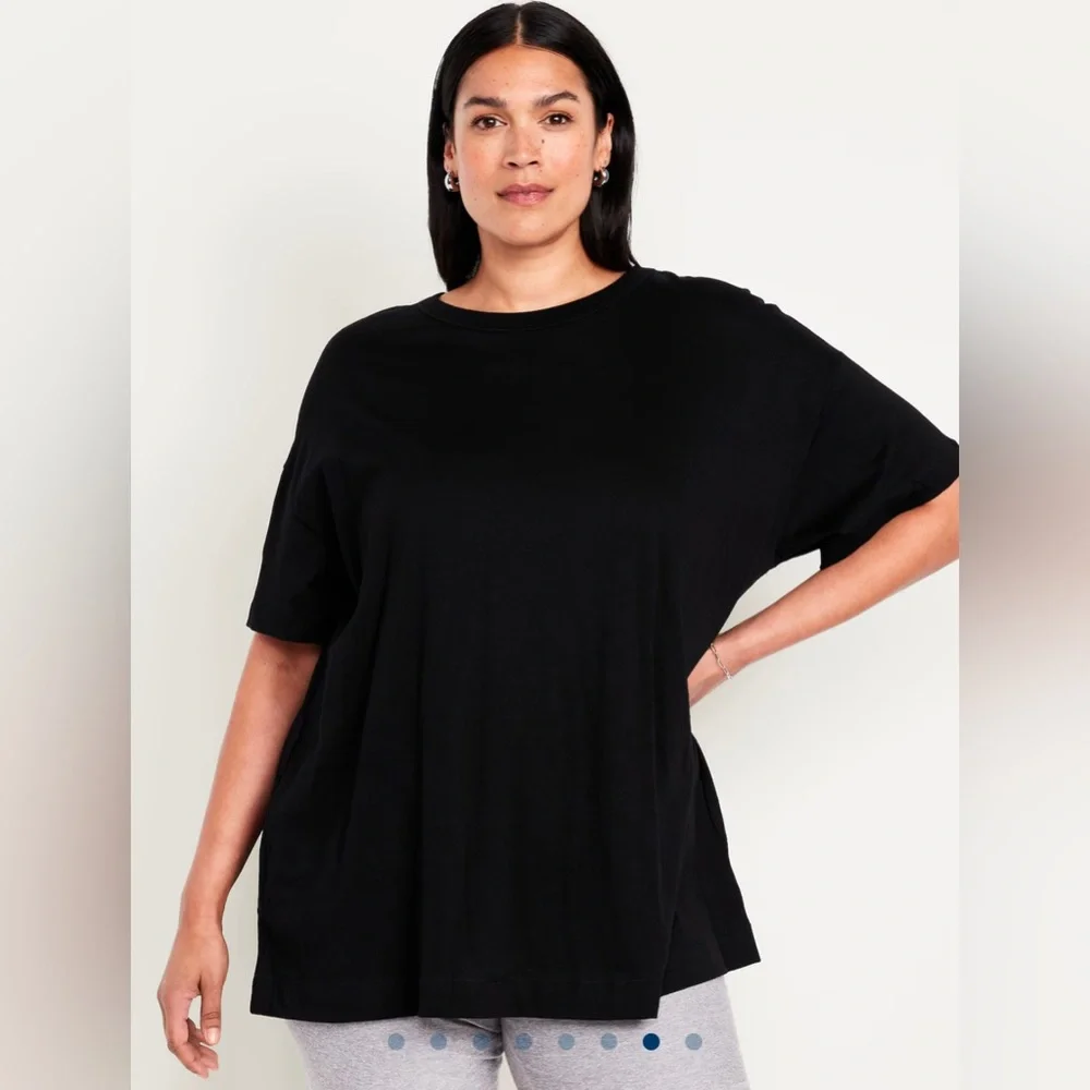 🆕 Old Navy Women's Oversized EveryWear Tunic T-Shirt Short Sleeve Black S 4-6 - Picture 6 of 16